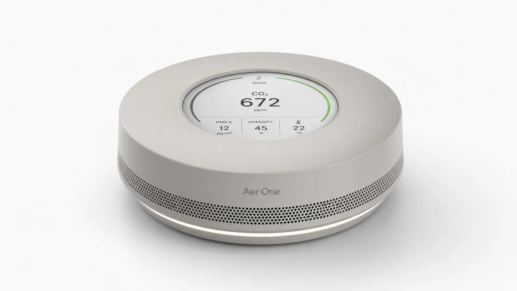 Aer One primary metric first, supporting environmental values arranged in a stable hierarchy.
